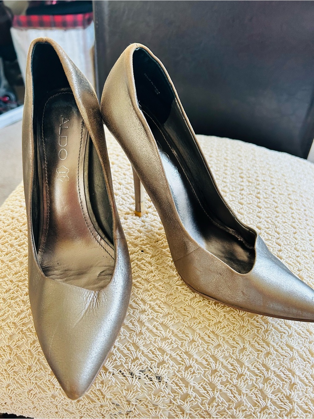 ALDO Metallic Silver Pointed-Toe Stiletto Heels